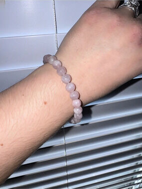 Lavender Rose Quartz Beaded Bracelet Handmade
